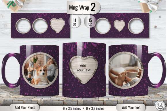 Download Heart Photo Mug Wrap PNG. Add Your Text - Premium Resources