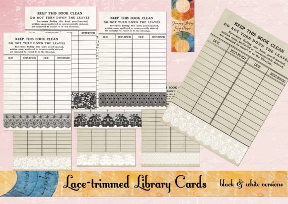 Download Lace-Trimmed Library Check-out Cards - Check Collection