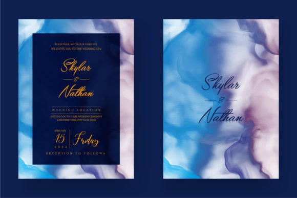 Download Blue Natural Marble Wedding Invitation - Natural marble Collection